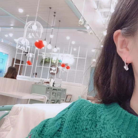 925 Sterling Silver Hoop Diamond Drop Earrings - Picture 3 of 7